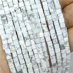 Natural White Howlite Turquoise Cube Beads, approx 4mm [GB21803]