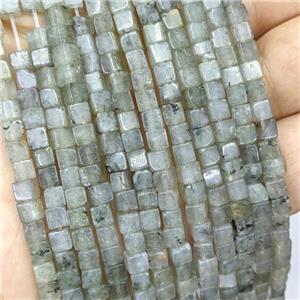 Natural Labradorite Cube Beads, approx 4mm [GB21804]