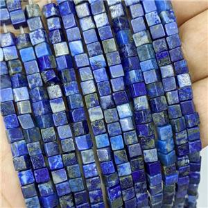 Natural Lapis Lazuli Cube Beads, approx 4mm [GB21813]