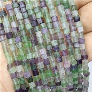 Natural Fluorite Cube Beads Multicolor, approx 4mm [GB21814]