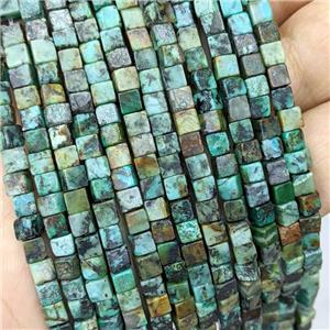 Natural African Turquoise Cube Beads Green, approx 4mm [GB21817]