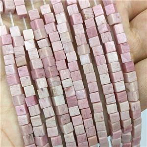 Natural Pink Wood Lace Jasper Cube Beads, approx 4mm [GB21819]