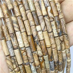 Natural Picture Jasper Tube Beads, approx 4x13mm [GB21820]