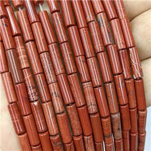 Natural Red Jasper Tube Beads, approx 4x13mm [GB21836]