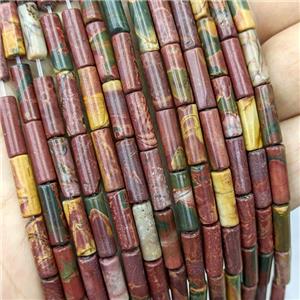 Red Picasso Jasper Tube Beads, approx 4x13mm [GB21845]