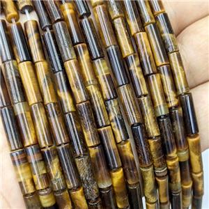 Natural Tiger Eye Stone Tube Beads, approx 4x13mm [GB21846]