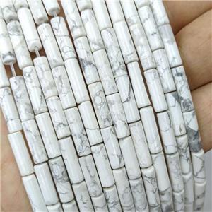 Natural White Howlite Turquoise Tube Beads, approx 4x13mm [GB21851]