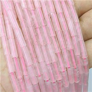 Natural Pink Rose Quartz Tube Beads, approx 4x13mm [GB21855]