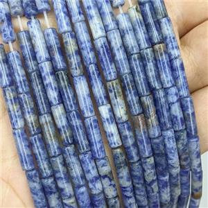 Natural Blue Dalmatian Jasper Tube Beads, approx 4x13mm [GB21856]