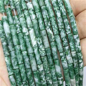 Natural Green Dalmatian Jasper Tube Beads, approx 4x13mm [GB21857]
