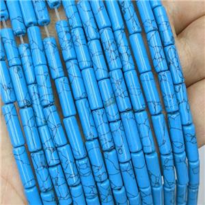 Blue Synthetic Turquoise Tube Beads, approx 4x13mm [GB21861]