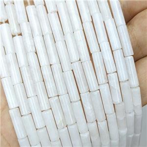 White Jade Tube Beads, approx 4x13mm [GB21864]