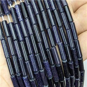 Blue Sandstone Tube Beads, approx 4x13mm [GB21869]