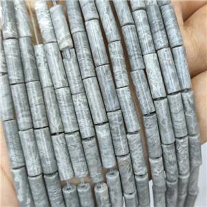 Gray Map Jasper Tube Beads, approx 4x13mm [GB21877]