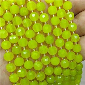 Jade Beads Olive Dye Faceted Rondelle, approx 6-8mm [GB21881]