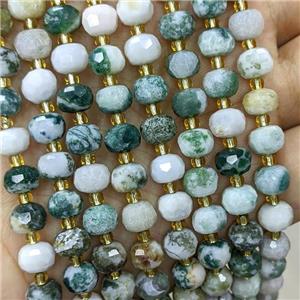 Natural Green Tree Agate Beads Faceted Rondelle, approx 6-8mm [GB21891]