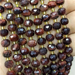 Natural Tiger Eye Stone Beads Faceted Rondelle Red Dye, approx 6-8mm [GB21892]