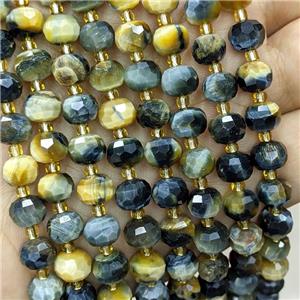 Natural Fancy Tiger Eye Stone Beads Faceted Rondelle, approx 6-8mm [GB21893]