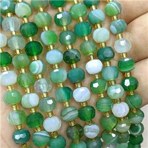 Natural Stripe Agate Beads Faceted Rondelle Green Dye, approx 6-8mm [GB21900]