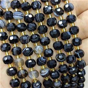 Natural Stripe Agate Beads Faceted Rondelle Black Dye, approx 6-8mm [GB21901]