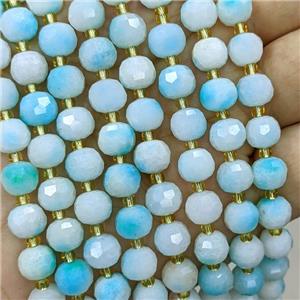 Natural Jade Beads Faceted Rondelle Blue Dye, approx 6-8mm [GB21904]