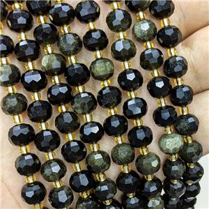 Natural Golden Obsidian Beads Faceted Rondelle, approx 6-8mm [GB21906]
