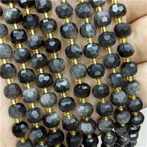 Natural Silver Obsidian Beads Faceted Rondelle, approx 6-8mm [GB21907]