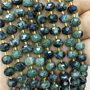 Natural Green Kambaba Jasper Beads Faceted Rondelle, approx 6-8mm [GB21912]