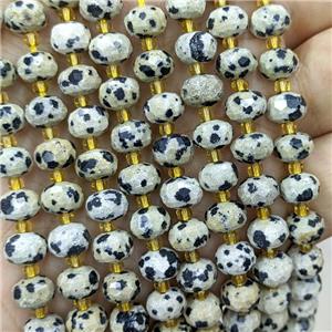 Natural Black Dalmatian Jasper Beads Faceted Rondelle, approx 6-8mm [GB21914]
