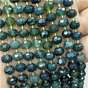 Natural Green Moss Agate Beads Faceted Rondelle, approx 6-8mm [GB21915]