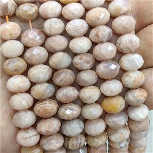 Natural Peach Sunstone Beads Faceted Rondelle, approx 8-12mm [GB21930]