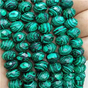 Green Synthetic Malachite Beads Faceted Rondelle, approx 8-12mm [GB21933]