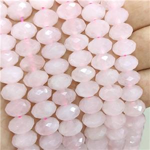 Natural Pink Rose Quartz Beads Faceted Rondelle, approx 8-12mm [GB21944]