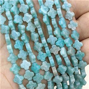 Natural Green Amazonite Clover Beads, approx 8mm [GB21951]