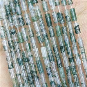 Natural Green Moss Agate Tube Beads, approx 2x4mm [GB21965]