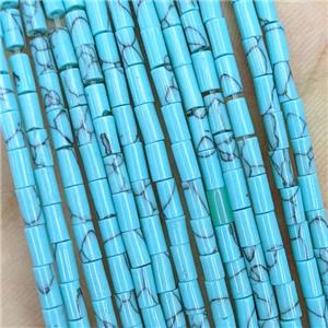 Synthetic Turquoise Tube Beads Blue, approx 2x4mm [GB21966]