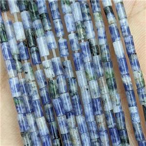 Natural Blue Dalmatian Jasper Tube Beads, approx 2x4mm [GB21970]