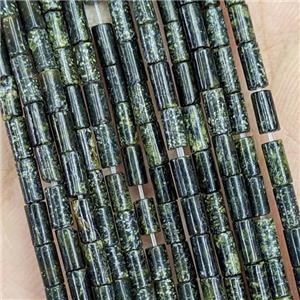 Natural Green Kambaba Jasper Tube Beads Tiny, approx 2x4mm [GB21973]