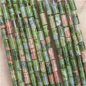 Natural Unakite Tube Beads, approx 2x4mm [GB21976]