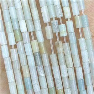 Natural Chinese Amazonite Tube Beads Blue, approx 2x4mm [GB21983]