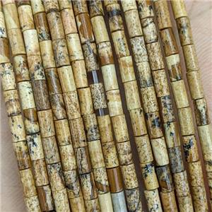 Natural Picture Jasper Tube Beads, approx 2x4mm [GB21986]