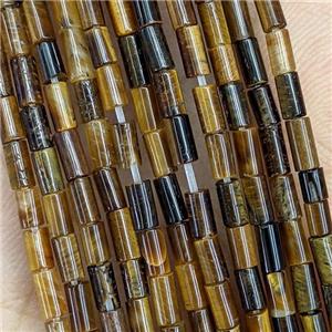 Natural Tiger Eye Stone Tube Beads, approx 2x4mm [GB21989]