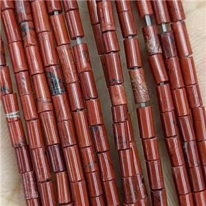 Natural Red Jasper Tube Beads, approx 2x4mm [GB21991]