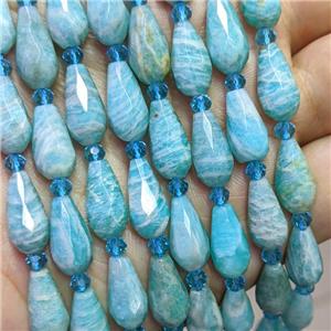 Natural Green Amazonite Beads Faceted Teardrop, approx 8-16mm [GB22011]