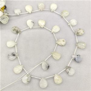 Natural White Moss Opal Teardrop Beads Topdrilled, approx 10-14mm [GB22042]