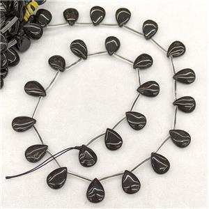 Natural Black Tourmaline Teardrop Beads Topdrilled, approx 10-14mm [GB22045]