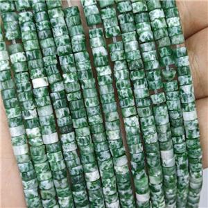 Natural Green Dalmatian Jasper Heishi Beads, approx 4mm [GB22060]