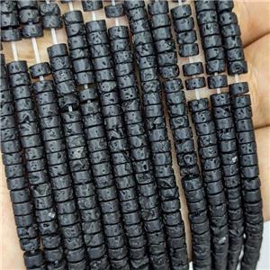 Black Lava Heishi Beads, approx 4mm [GB22073]