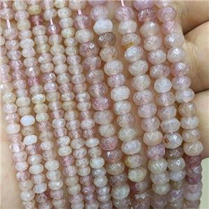 Natural Pink Strawberry Quartz Beads Faceted Rondelle, approx 4mm [GB22095-4MM]