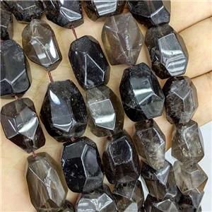 Natural Smoky Quartz Nugget Beads Freeform Faceted, approx 16-20mm [GB22109]